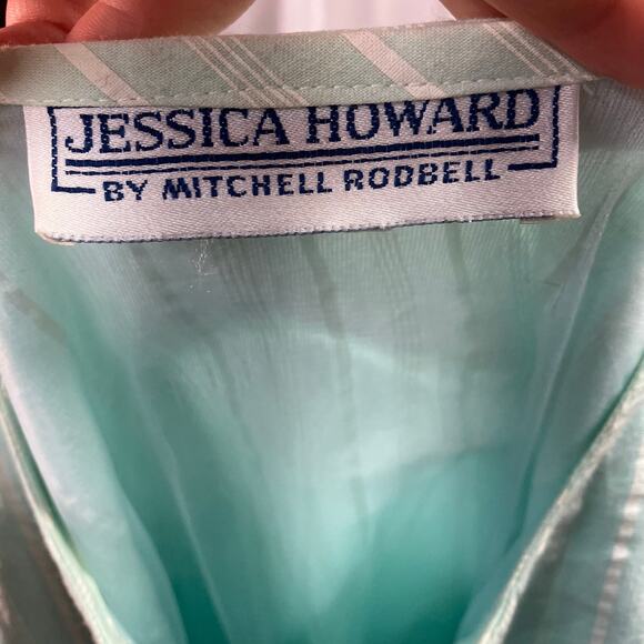 Vintage 80's Jessica Howard Striped Pastel Short sleeve Dress Womens 6 Smocked - Picture 7 of 16